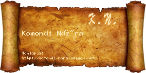 Komondi Nóra névjegykártya